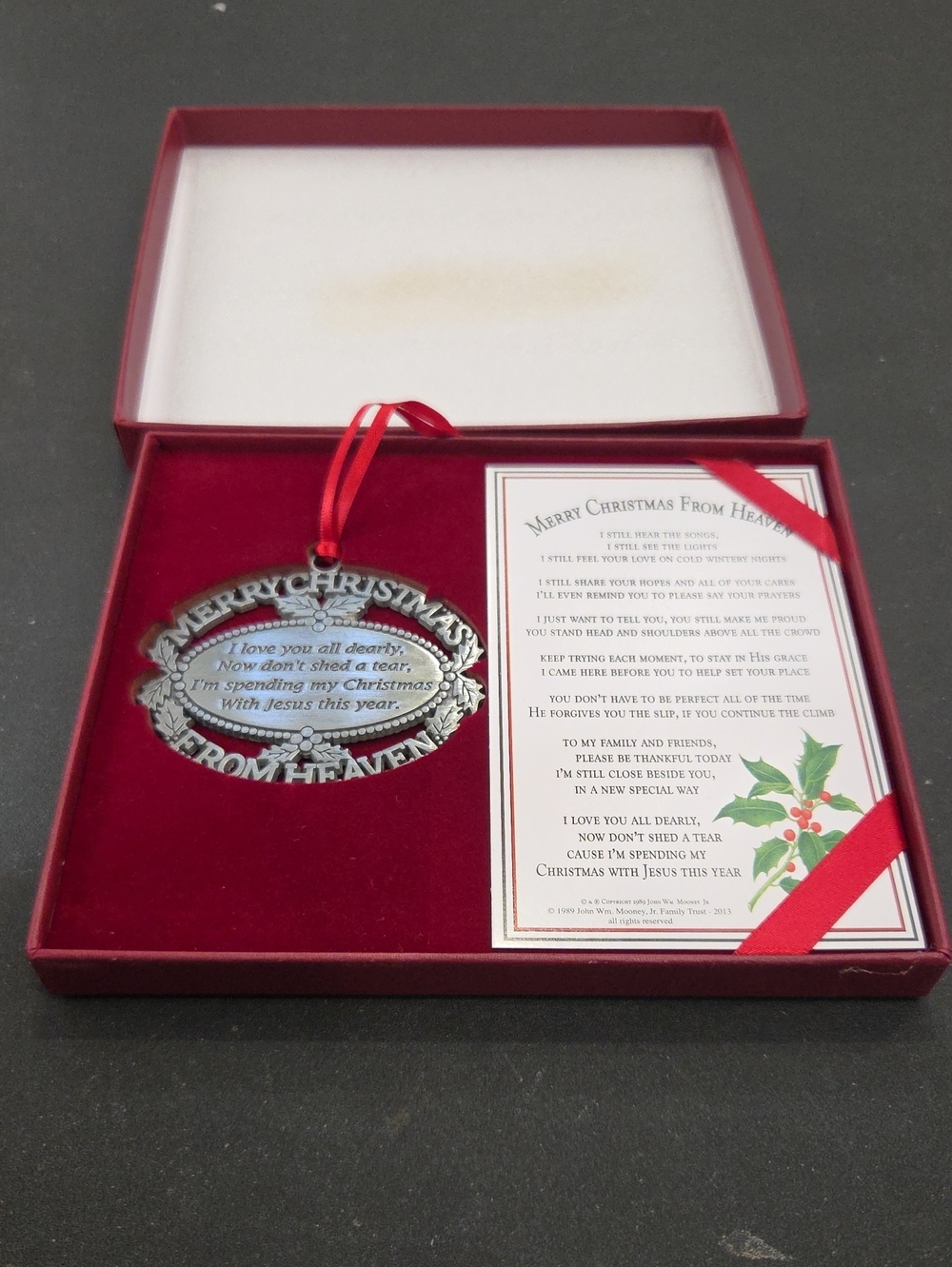 Merry Christmas From Heaven Silver Memorial Ornament PEWTER FINISH